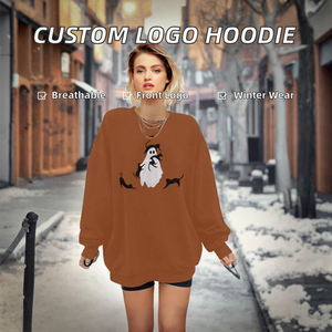 Custom Wholesale Blank oversized <b>hoodie</b> Women <b>Halloween</b> sweatshirt ghost print fleece long sleeve pullover unisex streetwear - Product Image 2