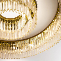 Lustre de plafond LED moderne de luxe, finition dorée, base en acier inoxydable, alimentation CA, éclairage décoratif intérieur pour salon