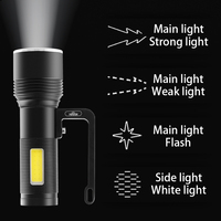 Lampe torche LED portable haute puissance rechargeable par USB, super lumineuse avec source LED COB, lanterne de poche étanche