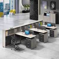 Ensemble de chaises de bureau au design minimaliste et moderne, 4/6 postes de travail avec bureaux en L compartimentés, en bois, pour le bureau