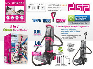 Nettoyeur de <span class=keywords><strong>tapis</strong></span> à vapeur 3 en 1 DSP OEM en gros, 1000W-1200W, multifonctionnel, <span class=keywords><strong>aspirateur</strong></span> pour sols, nettoyeur de <span class=keywords><strong>tapis</strong></span> - Product Image 3