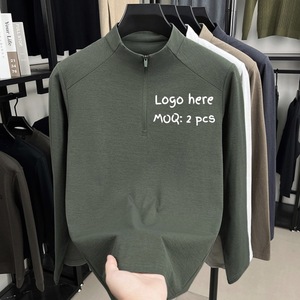 Custom Logo Print High Quality New Zipper Design Half <strong>Puller</strong> Men's Hoodies Solid Color Outdoor US Size Blank T Shirts - Product Image 1