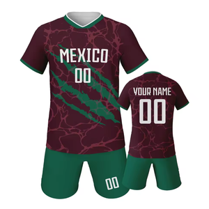 बच्चों के लिए कस्टम मेक्सिको 100% पॉलिएस्टर फुटबॉल जर्सी के लिए नाम और लोगो स्वचालित कटिंग सेट - Product Image 1