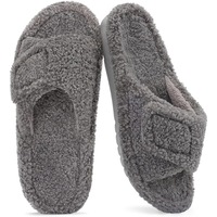 Chaussons d'intérieur pour femme, style coréen, à bout ouvert, respirants, légers, en suède, avec doublure en polaire Teddy, adhésion à froid, avec support de voûte plantaire en plastique
