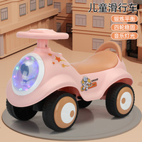 Pabrik harga murah pendidikan potong kartun Walker mobil geser bayi mobil mainan berkendara anak dengan lampu musik