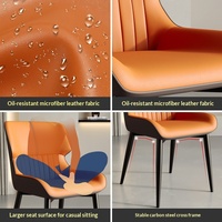 Chaise de salle à manger en métal de style nordique avec dossier, design de luxe léger pour la maison, les réunions, le café et les loisirs, non pliable