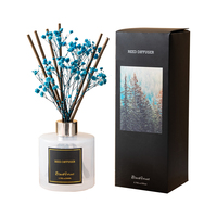 Diffuseur de parfum à roseaux MMB en verre mat de 200 ml, fleurs séchées noires et roses, sans feu, aromathérapie, libération de parfum pendant 3 mois, belle couleur