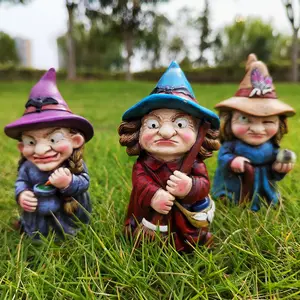 Ychon Halloween Manual coloured drawing witch sorceress garden courtyard crafts decorative ornaments gift home desktop funny