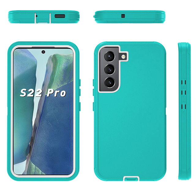 Full Body Protective Phone Back Cover PC TPU Belt Clip 3 in 1 Hybrid Mobile Cover Phone Case for Samsung S22 Pro Defender Case