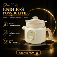 Casserole électrique à prix compétitifs, pot à nouilles, pot à ragoût, casseroles antiadhésives, 2L, couvercle en verre, cuisinière électrique portable pour la cuisine à domicile