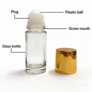 Flacon de déodorant en verre ambré 30ml 50ml, flacon roll-on de luxe, flacon roll-on de déodorant brun avec <span class=keywords><strong>bille</strong></span> grande taille - Product Image 4