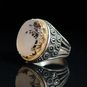 خاتم رجالي عتيق من الفضة الإسترليني 925 من المصنع مباشرة خاتم رجالي من حجر العقيق البيضاوي خاتم تركية من المجوهرات