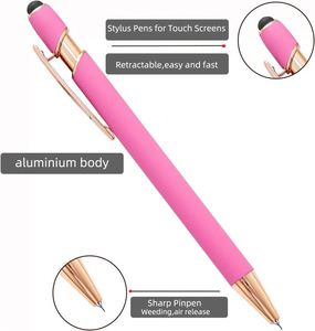 Promotional Custom 2 in 1 Capacitive Multi Function Metal Ball <b>Pen</b> Aluminum Screen Logo Engraved Stylus <b>Pen</b> Rose Gold <b>Pen</b> - Product Image 3