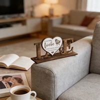 Ornement de table en bois en forme de LOVE, décoration artistique romantique en bois en forme de cœur pour la Saint-Valentin, mariage, maison, salon, chambre à coucher