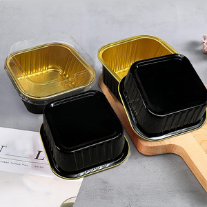 300ml 10 oz mini bánh Chảo bánh dùng một lần vuông cupcake tins tráng miệng khuôn nhôm lá container với nắp - Product Image 3