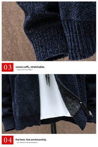 Cardigan da Uomo con Cerniera, Maglione a Righe a Maniche Lunghe, Giacca con Cappuccio a Collo Tondo, Maglione Jacquard da Uomo - Product Image 6