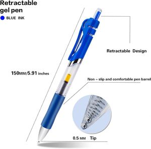 Stylos à encre gel rétractables noirs pour journalisation, pointe fine 0,5 mm, écriture fluide, non effaçables, pour bureau et école, pour OEM - Product Image 2