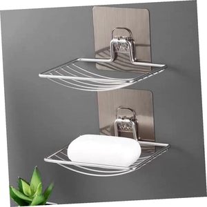 Porte-savon auto-drainant pour douche, plateau de rangement adhésif sans perçage - Product Image 6