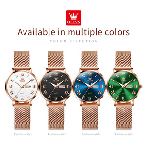 OLEVS 2920 Montre <span class=keywords><strong>femme</strong></span> quartz élégante avec bracelet en acier inoxydable lumineux, logo personnalisé OEM, calendrier, cadeaux élégants pour femmes - Product Image 5