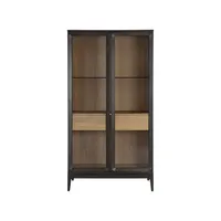 Vitrine en bois moderne personnalisable avec panneau en verre, grande capacité, rangement durable pour salon