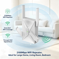 Penguat WiFi Rumah Dual Band, Ekstender Jaringan Nirkabel, Repeater 2100Mbps untuk Cakupan Seluruh Rumah, Smart TV, Laptop, Kantor