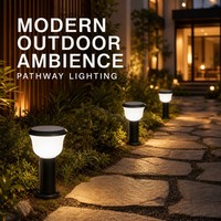 Lampe solaire de jardin 260LM LED 5W, corps en aluminium givré, IP65, lumière blanche chaude, montage en surface, pour allée, cour, patio