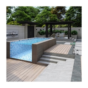 Aupool Piscina modular para exteriores prefabricada de fibra de vidrio acrílica transparente sobre el suelo - Product Image 1
