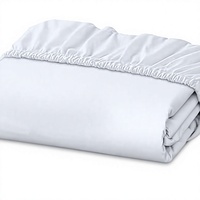 Sprei Fitted Ukuran Twin Putih dengan Kantong Dalam 200TC 100% Katun Percale Lembut dan Bernapas, Penutup Kasur Hotel Grosir Logo Kustom