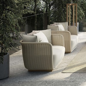 Conjunto de Sofás de Jardín de Mimbre Tejido a Mano, Moderno, Resistente a la Intemperie, Impermeable, con Protección UV, para Sala de Estar, Hotel, Muebles de Exterior - Product Image 6