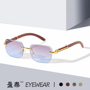 Lunettes de soleil carrées UV400, monture dorée, unisexes - Product Image 1