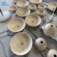 Vasque de salle de bain en pierre de travertin naturel populaire pour supermarchés, à poser sur comptoir, pour la maison, l'hôtel, la décoration, style centre commercial UE