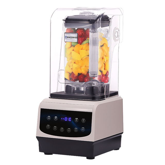 Fully Automatic 110V Commercial Juicer Blender for Smoothie & Milk Tea Soundproof Cover Glass Container for Household Use