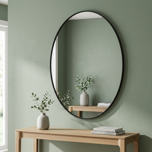 24x18'' Modern Horizontal/Vertical Bedroom Living Room Aluminum <b>Black</b> Oval 2.0mm Thick Framed Bathroom <b>Wall</b> Hanging <b>Mirror</b> - Product Image 5