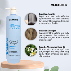 Vente en gros du <span class=keywords><strong>meilleur</strong></span> kit de soins capillaires Traitement capillaire au collagène sans sulfate Huile d'argan Maroc Kératine Shampooing et après-shampooing bio - Product Image 3
