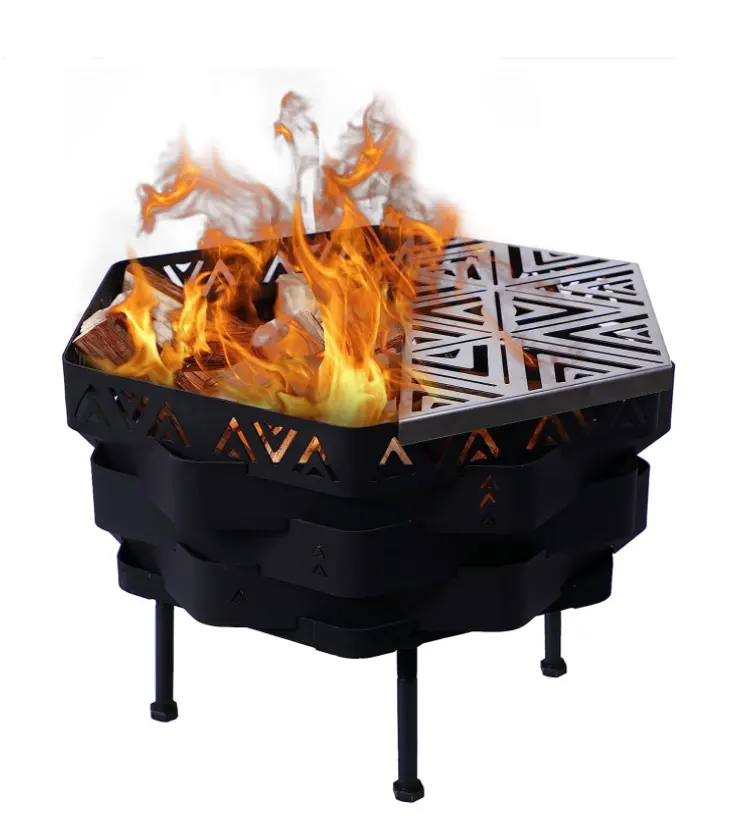 Dış ahşap yakma pişirme için katlanabilir yangın halkaları açık ateş çukuru