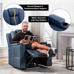 <span class=keywords><strong>Fauteuil</strong></span> inclinable électrique en cuir Meimin pour cinéma maison, pivotant, avec massage intégré, pour un confort optimal - Product Image 2