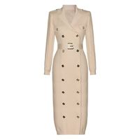 Robe longue en tricot jacquard à motif labyrinthe pour femme, nouvelle collection automne-hiver, avec ceinture cintrée à la taille, manches longues, coupe ajustée