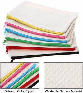 Custom Diy Blank <b>Paint</b> Coin Recyclable Machine Washable Women's Beige <b>Canvas</b> Cosmetic Bag With Zipper - Product Image 2