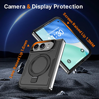 Conception robuste 360 °   Protection complète 2 en 1, coque de téléphone magnétique en PC rigide et TPU avec béquille métallique rotative pour iPhone Duo