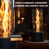 Nouvelle Conception Mini Brasero Portable Sans Fumée en Acier Inoxydable avec Brûleur à Alcool et Décoration en Galets pour Patio et Bureau