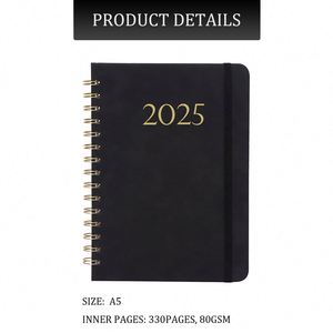 Custom PU Leather Spiral Hardcover <b>A5</b> Thermal Binding Printed Weekly & Monthly <b>Planner</b> From January to December 2025 Agenda - Product Image 2