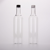 Grande bouteille de whisky en PET transparente personnalisable de 750ml avec étiquette Offre Spéciale de barre de bouteille en plastique de sirop vide jetable de 25oz