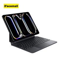 IFacemall Étui Clavier Fin à Support Flottant pour iPad Pro 11/Air 4/5/Air M3 2025 (Noir/Blanc)