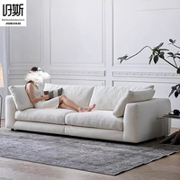 Canapé Chesterfield trois places haut de gamme JIUSI, design moderne, idéal pour appartement, salon, rangée droite, revêtement en bois et tissu