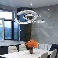 Lustre en cristal double C pour chambre à coucher, salon, suspension à LED, brillant exquis pour hôtel et restaurant