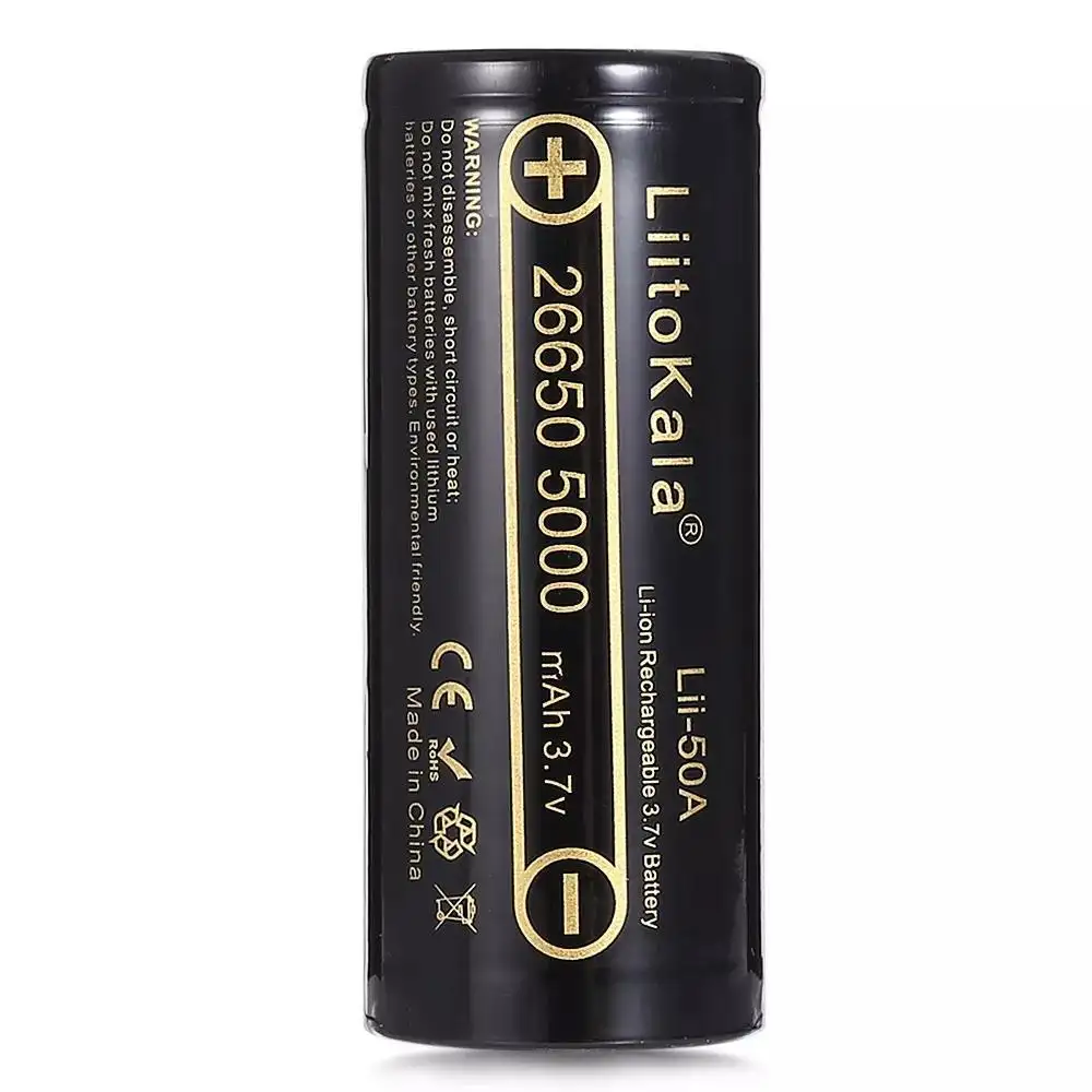 Haute qualité et capacité Lii-50A 26650 5000mAh Batterie Rechargeable Liitokala 26650 5000mAh 3.7V 20A Batterie Pour Lampe De Poche