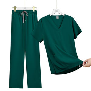 Uniforme da infermiera Set di Scrub medico da donna uomo con scollo a v Top Pant odontoiatrico Spot veterinario all'ingrosso Logo del marchio di personalizzazione multicolore - Product Image 1