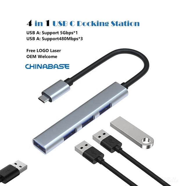 4-Port USB 3.0 Hub, High Speed 5Gbps Aluminum USB Splitter Extender for MacBook Pro, Laptop, PC, IMac, Surface Pro