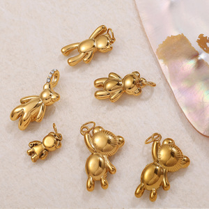 Colgante de Oso de Acero Inoxidable con Baño de Oro de 18K, Diseño de Dibujos Animados, Regalo Unisex - Product Image 3