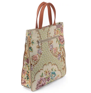 Vintage Floral Tapestry Tote Bag Retro Jacquard Woven Handbag with Faux Leather Handles <b>Large</b> Capacity Polyester Shoulder Bag - Product Image 4
